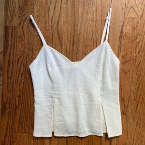 Zara Pleated White Linen Crop Top